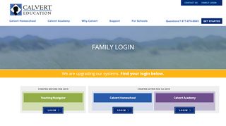 
                            1. Family Login - Calvert Education - Calvert Homeschool Portal Page