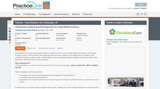 
                            8. Family Medicine Physician at Christiana Care Health System - Christiana Care Jobs Portal