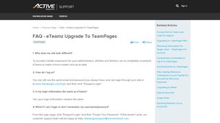 
FAQ - eTeamz Upgrade To TeamPages | TeamPages Answers  
