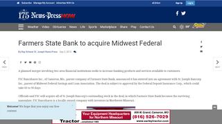 
                            8. Farmers State Bank to acquire Midwest Federal | Business ... - Farmers State Bank Cameron Mo Portal