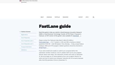 Fastlane Application Overview  NSF SBIR