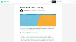 
                            4. FaucetBOX.com is closing — Steemit - Faucetbox Portal