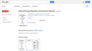 
Federal Energy Regulatory Commission Reports
