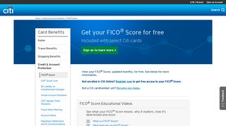 
                            1. FICO® Score - Citi® Card Benefits - Citi Credit Monitoring Portal