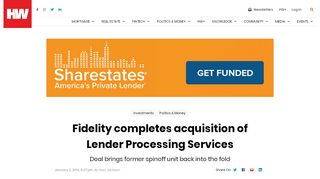 
Fidelity completes acquisition of Lender Processing Services ...
