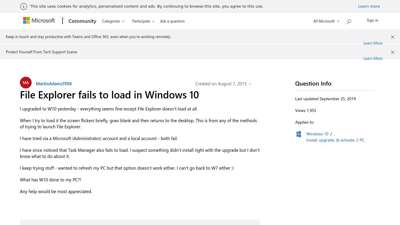File Explorer fails to load in Windows 10 - Microsoft ...