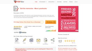 
                            1. Fillable Online memories - Meno yearbooks Fax Email Print ... - Meno Yearbooks Sign In