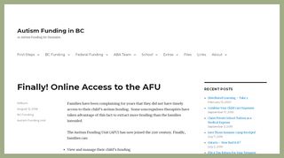 Finally! Online Access to the AFU – Autism Funding in BC - Autism Funding Portal