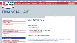 
                            7. Financial Aid - My LACCD Card - Los Angeles City College - My Chaffey Card Higher One Portal
