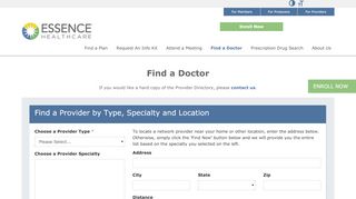 
                            4. Find a Doctor | Essence Healthcare Medicare Provider Search - Essence Healthcare Provider Portal