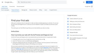 
                            3. Find your first ads - Google Ads Help - Google Support - Adwords Portal Preview