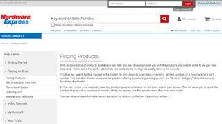 
                            4. Finding Products - Hardware Express - Hardware Express Portal