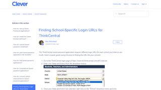 Finding School-Specific Login URLs for ThinkCentral – Help ... - K 6 Think Central Student Portal