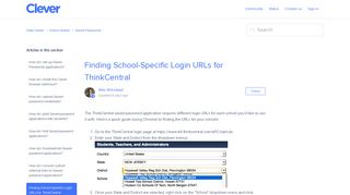 Finding School-Specific Login URLs for ThinkCentral – Help ... - K6 Think Central Portal