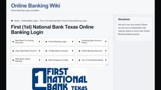
First (1st) National Bank Texas Online Banking Login ...  
