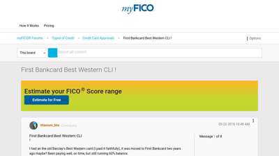 First Bankcard Best Western CLI ! - myFICO® Forums - 4508597