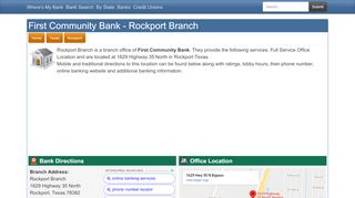 
                            4. First Community Bank in Rockport Texas - 1629 Highway 35 ... - Fcbot Com Portal
