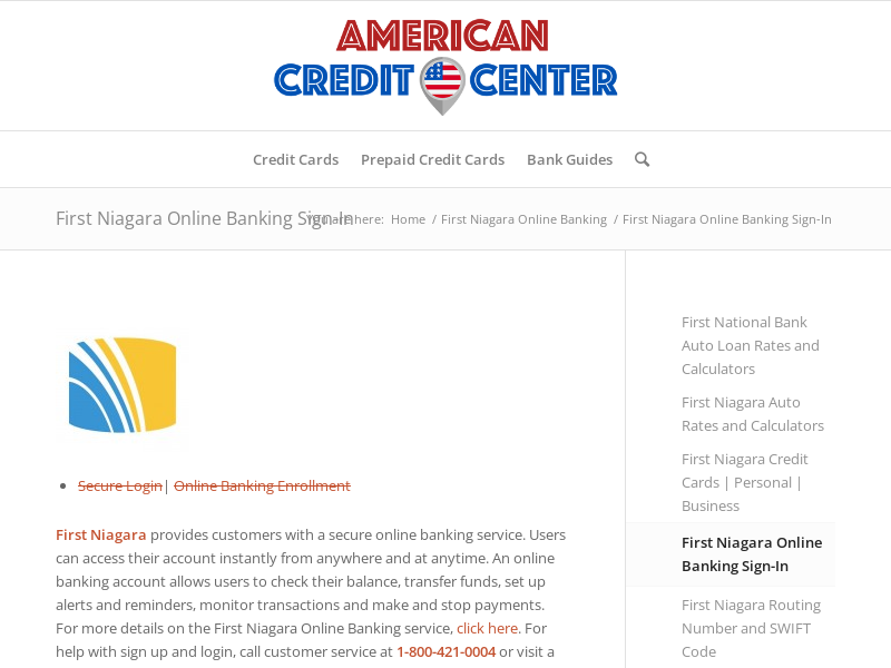 First Niagara Online Banking Sign-In - American Credit Center