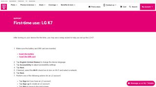 First-time use: LG K7 | T-MOBILE SUPPORT - K7 Sign In