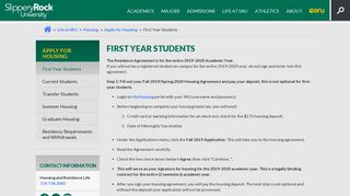 
                            4. First Year Students | Slippery Rock University - Sru Housing Portal