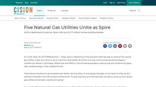 
                            11. Five Natural Gas Utilities Unite as Spire - PR Newswire - Spire Laclede Gas Portal