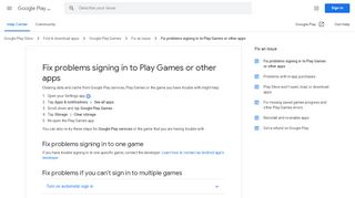 
Fix problems signing in to Play Games or other apps - Google ...  
