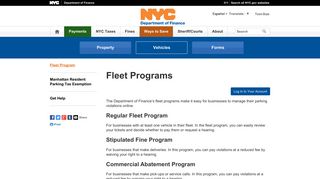 
                            1. Fleet Programs - NYC.gov/Finance - Fleet Program Online Portal