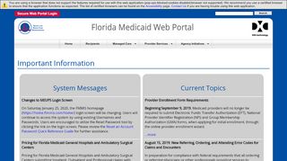 
Florida Medicaid Web Portal  
