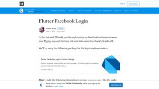 
Flutter Facebook Login - Flutter Community - Medium  
