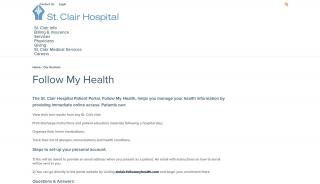 
                            5. Follow My Health - St. Clair Hospital - St Clare's Patient Portal