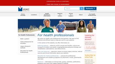 For Health Professionals  Legacy Health