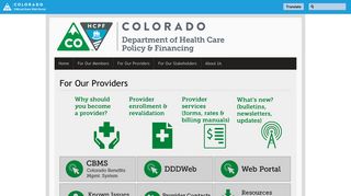 
                            5. For Our Providers | Colorado Department of Health Care Policy and ... - Cbms Web Portal