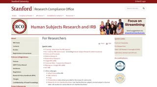 
For Researchers | Research Compliance Office  

