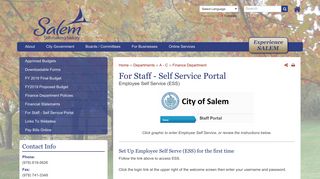 
                            3. For Staff - Self Service Portal | City of Salem MA - Sifbas Staff Self Service Login