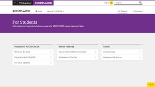 
                            7. For Students | ACCUPLACER - Accuplacer Student Portal
