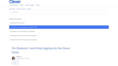 For Students: I need help logging into the Clever Portal ...