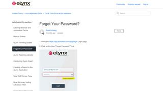 
                            3. Forget Your Password? – Support Topics - Elynx Portal Page