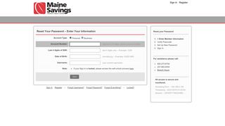 
Forgot Password? - Maine Savings Online Banking
