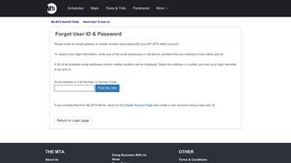 Forgot User Id or Password? - My MTA Alerts - Mymta Login