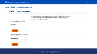 
                            3. Forgotten password - AMNH - Online Education - Museum of ... - Amnh Email Portal