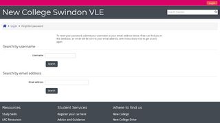 
                            4. Forgotten password - New College VLE - New College Swindon Vle Portal