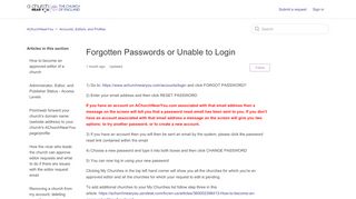 
                            4. Forgotten Passwords or Unable to Login – AChurchNearYou - Achurchnearyou Portal