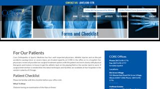 
                            2. Forms and Checklist - Core Orthopedics - Core Orthopedics Patient Portal