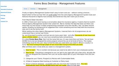 Forms Boss Desktop - Management Features - ACORD FORMS