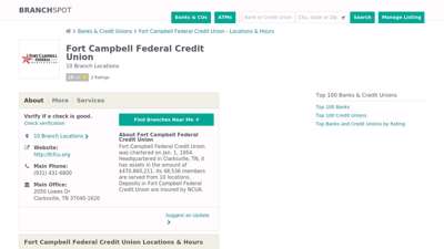 Fort Campbell FCU - 10 Locations, Hours, Phone Numbers