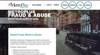 
                            6. Fraud & Abuse | MetroPlus Health Plan - Metroplus Member Portal