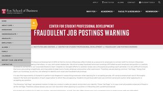 
                            2. Fraudulent Job Postings Warning | Fox School of Business ... - Foxnet Portal