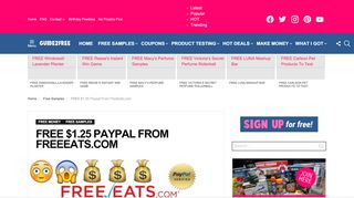 
                            3. FREE $1.25 Paypal From FreeEats.com • Guide2Free Samples - Freeeats Login
