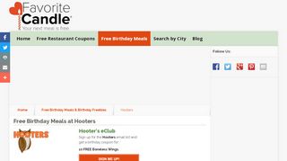 Free Birthday Meals-Hooters - FavoriteCandle - Hooters Eclub Portal