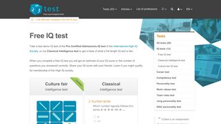 
                            7. Free IQ Test. No registration, test your intelligence at 123test ... - Ia Test Portal
